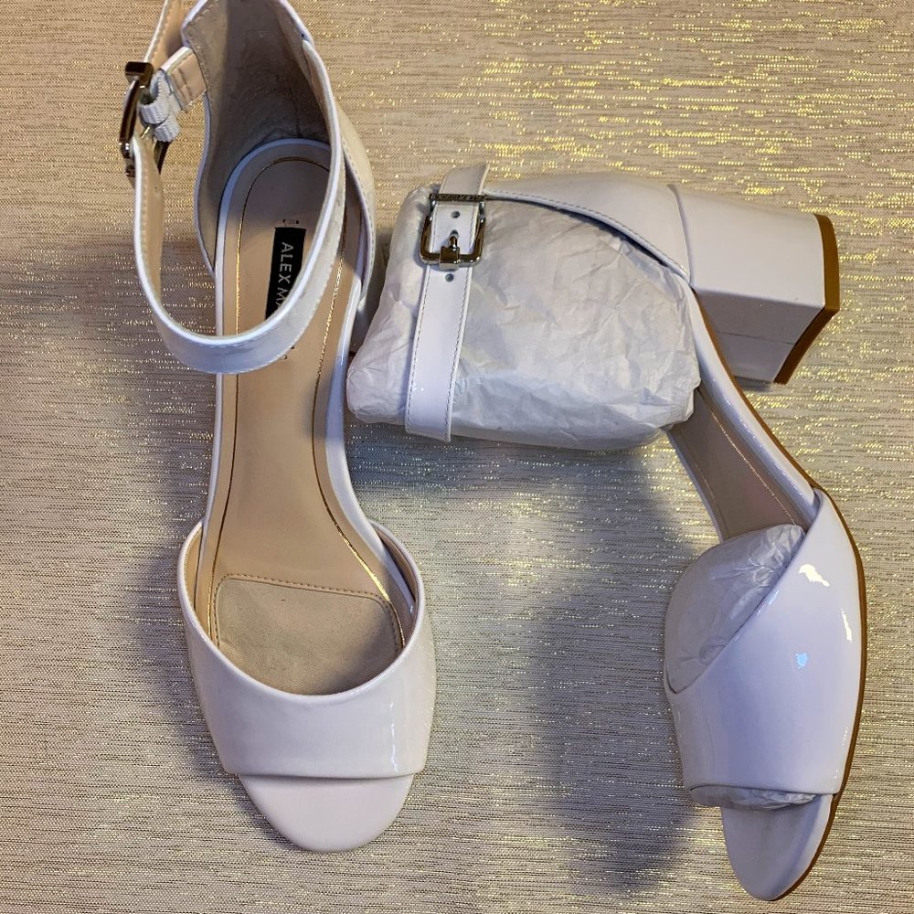 Alex Marie Opelw White Peep Toe Leather Heel 8W